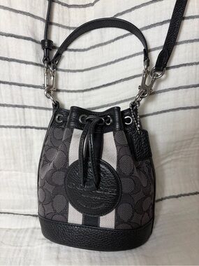 Coach Mini Dempsey Bucket Bag Black and Gray